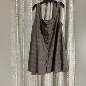 Plaid Button-Down Sleeveless Jumper